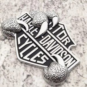 Silver New 3"x2" Harley-Davidson Bar & Shield Claw Metal Decal